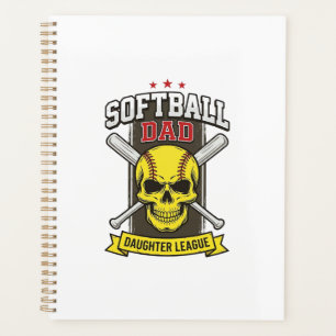 Agenda Liga de Softbol Pai e Filha Design Vetorial Vintag