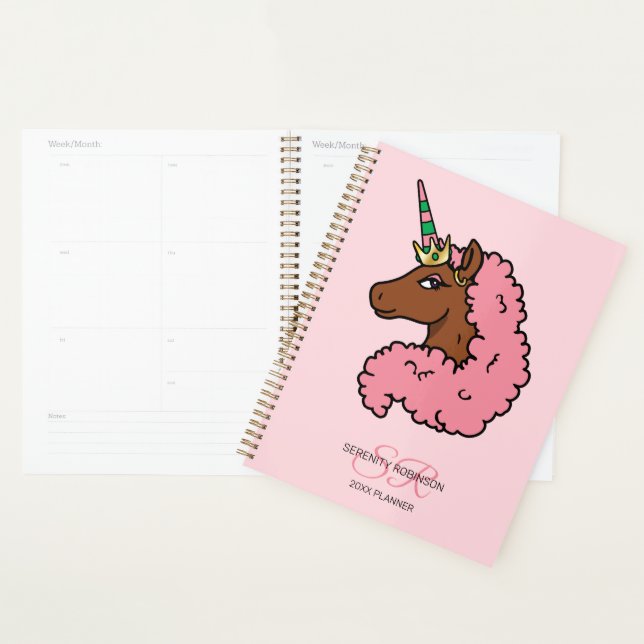 Agenda Light Pink Afro Unicorn (Exibição)