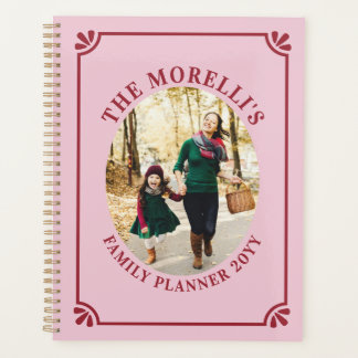 Agenda Light Pink & Crimson Oval Photo Family