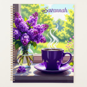 Agenda Lilases Roxos bonito e Café Personalizados