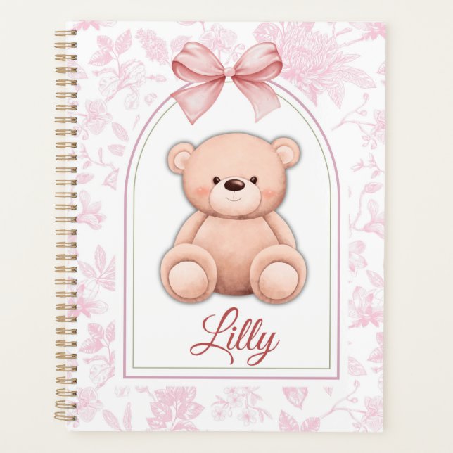 Agenda Lilly | Design de Enfermeiro de Urso Rosa Personal (Frente)
