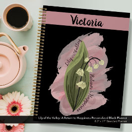 Agenda Lily do Vale Felicidade Personalizada Negro