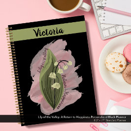 Agenda Lily do Vale Felicidade Personalizada Negro