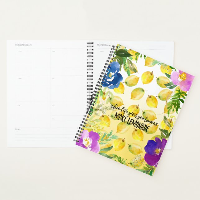 Agenda Limões cor-de-água floral cor-de-rosa (Exibição)