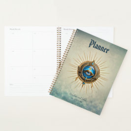 Agenda Limpa ouro com folhas vermelhas.