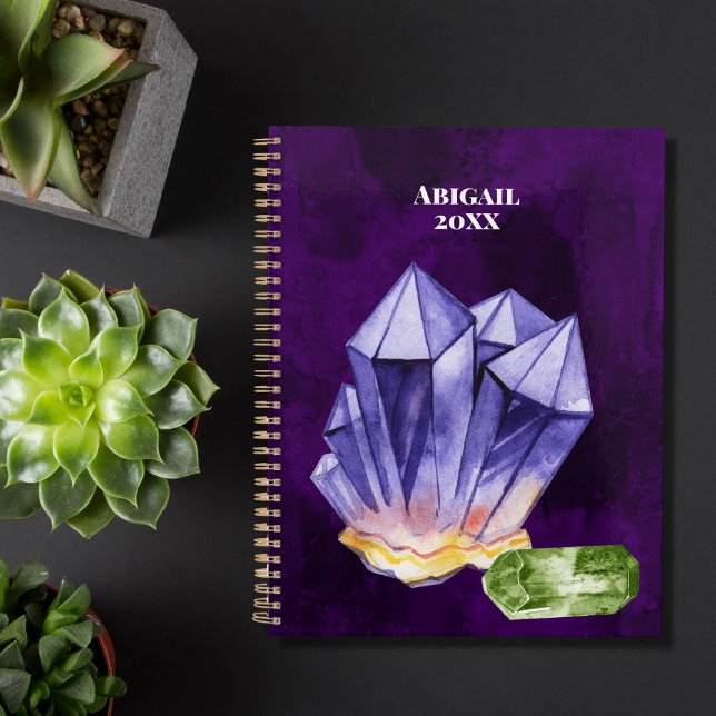 Agenda Linda Aquarela Ametist Beryl Green Purple (Criador carregado)