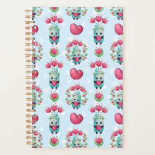 Agenda Linda Floral Mason Jar Hearts Pattern