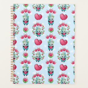 Agenda Linda Floral Mason Jar Hearts Pattern