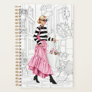 Agenda Linda garota da moda com bolsa em Paris
