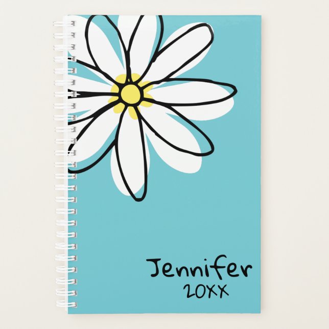 Agenda Linda Margarida Doodle Moderna Personalizada (Frente)