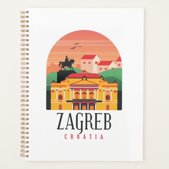 Agenda Linda Zagreb Croácia Cityscape Vintage (Frente)