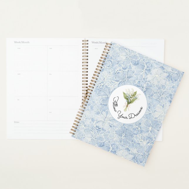 Agenda Lindas Flores Brancas Azuis Sigam Seus Sonhos (Exibição)