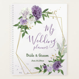 Agenda Lindas flores roxas planner de verde