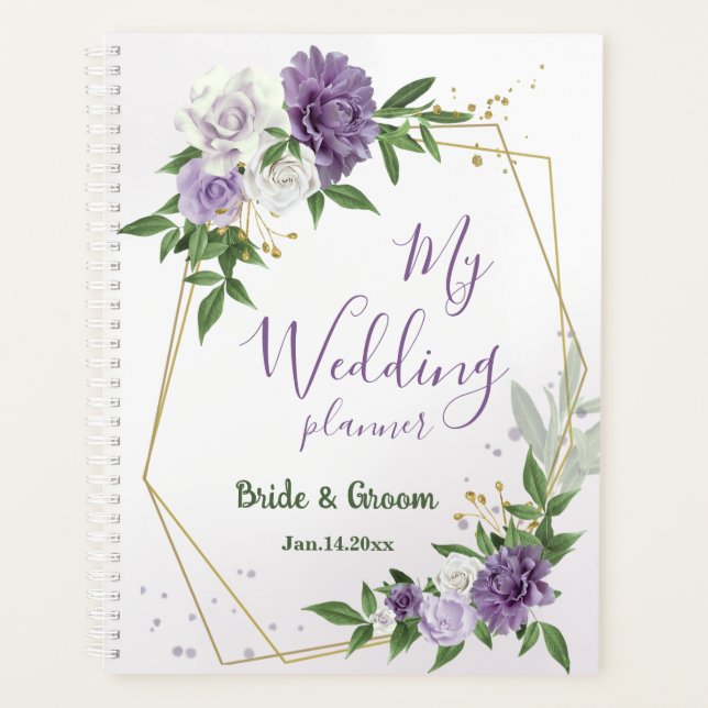 Agenda Lindas flores roxas planner de verde (Frente)