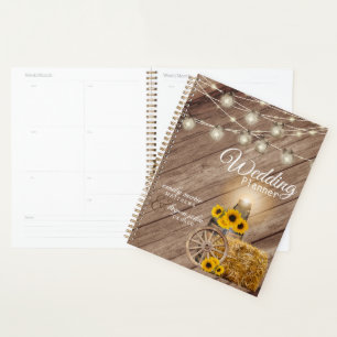 Agenda Lindo barril de madeira russa e girassóis