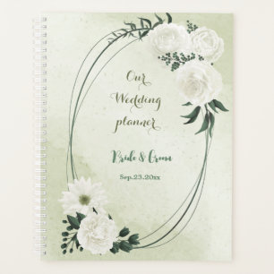Agenda lindo floral branco de verde casamento