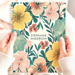 Agenda Lindo Nome Personalizado Moderno Floral Pastel Fem