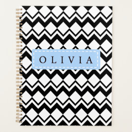 Agenda Lindos Padrões Preto e Branco Nome Personalizado 
