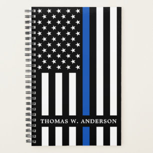 Agenda Linha Azul Fina Personalizada da Polícia Moderna 