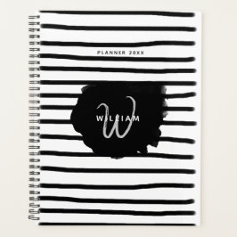 Agenda Linhas Desenhadas da Mão Preta e Branco