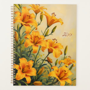 Agenda Lírio Amarelo Floral Diário Espiral - Botânico