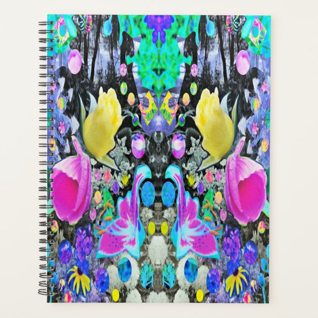 Agenda Lírio Stargazer, Rosa e Hibisco Rosa Colagem (Frente)