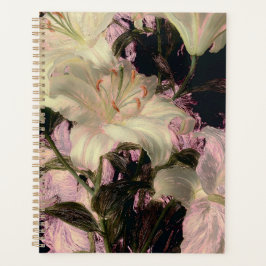 Agenda Lírios Brancos em Arte Floral de Fundo Escuro