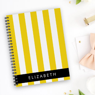 Agenda Listras Amarelas, Padrão Striped, Linhas, Seu Nome