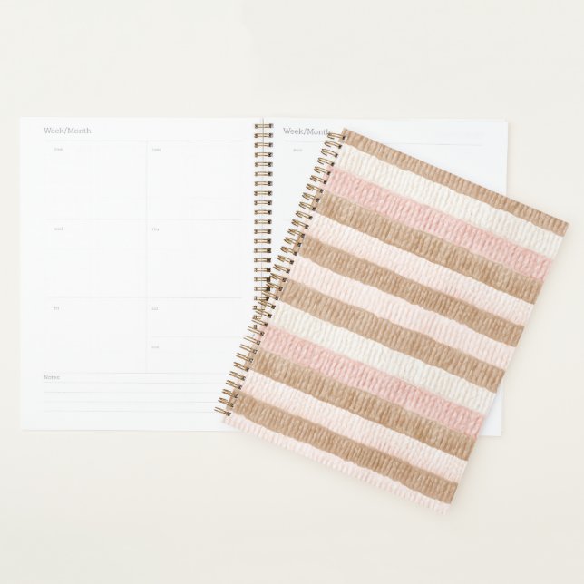 Agenda Listras Bege Creme Rosa (Exibição)