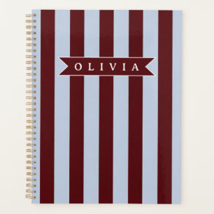 Agenda Listras Cabana Pessoais Azul Marrom Préppy Persona