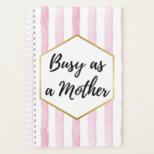 Agenda Listras Cor-de-Rosa e Brancas Fofas