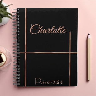 Agenda Listras de ouro de Rosa elegante