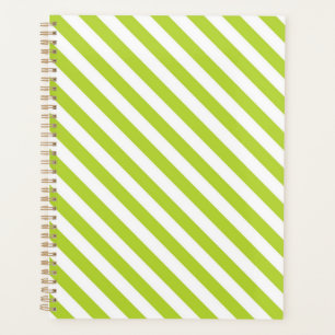 Agenda Listras diagonais em verde lima e branco