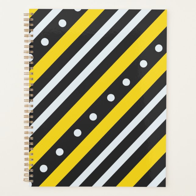 Agenda Listras e bolhas amarelas pretas (Frente)