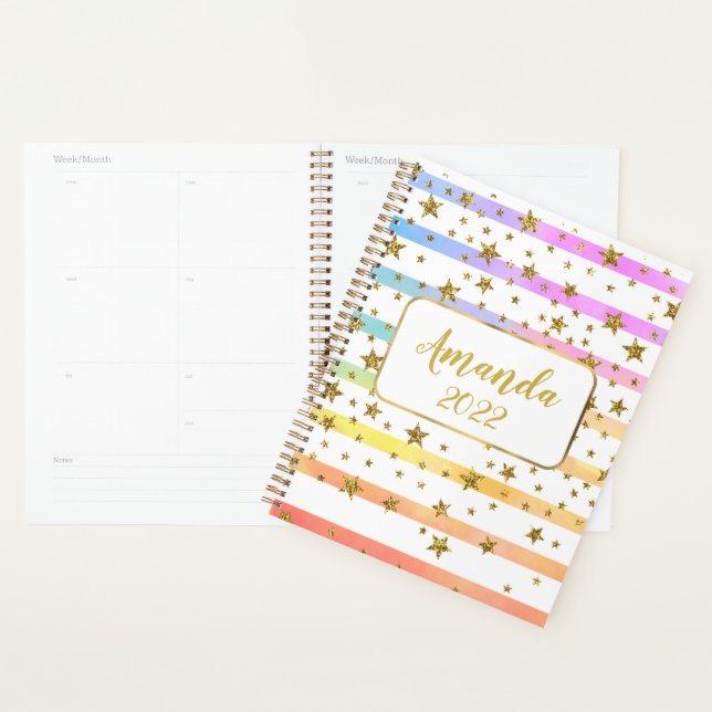 Agenda Listras e estrelas femininas personalizadas (Exibição)
