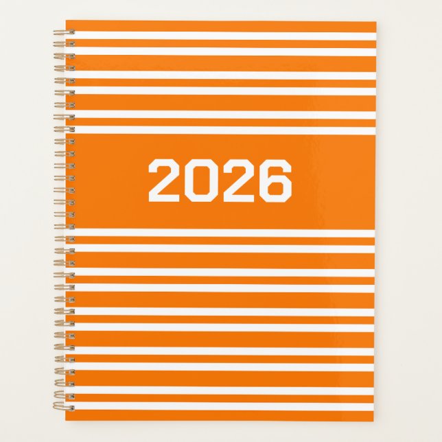 Agenda Listras Laranja e Branco Personalizar Padrão (Frente)