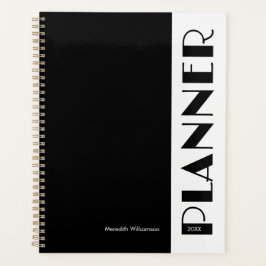 Agenda Listras Retrô Vintage Preto e Branco Personalizado