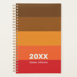 Agenda Listras Vermelhas Laranja Castanho Retro Nome Pers