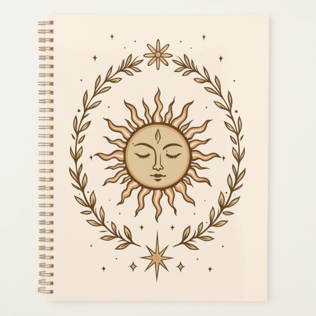 Agenda Litha Sun Face Botanical Wreath Celestial Art (Frente)