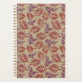 Agenda Lively Red and Purple Leaf Motifs on Neutral Beige