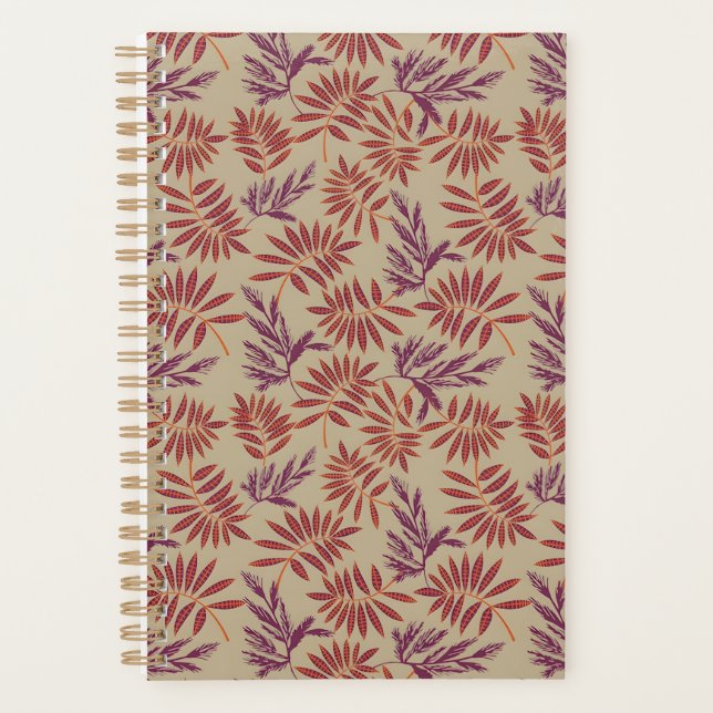Agenda Lively Red and Purple Leaf Motifs on Neutral Beige (Frente)