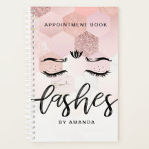 Livro de Compromissos de Lashes Dourados de Rosa P
