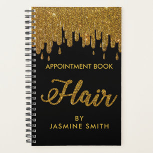 Agenda Livro de Compromissos do Cabelo Glitter Dourado Sp