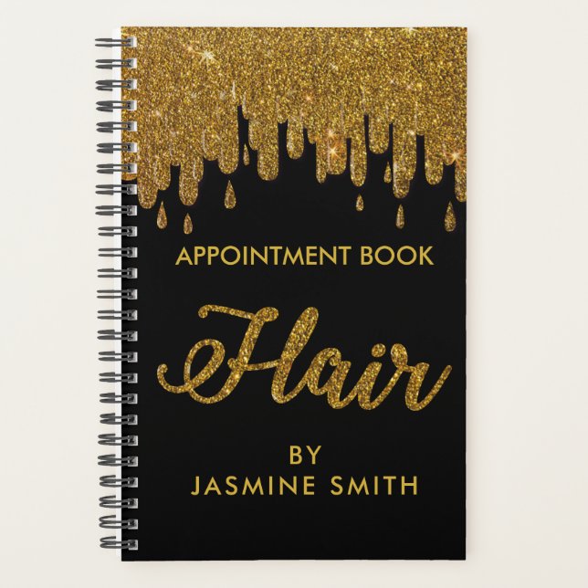 Agenda Livro de Compromissos do Cabelo Glitter Dourado Sp (Frente)
