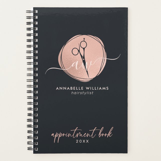 Agenda Livro de Compromissos do Hairstylist Dourado Elega (Frente)
