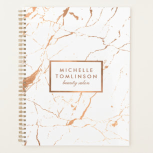 Agenda Livro de Compromissos do Marble, branco e Rosa Dou