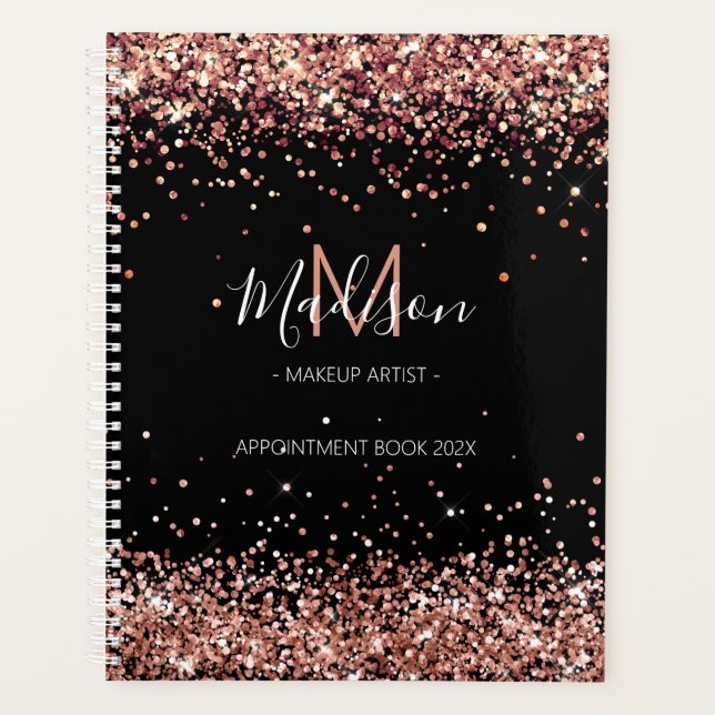 Agenda Livro de Compromissos Dourados do Glam Rosa | Plan (Frente)