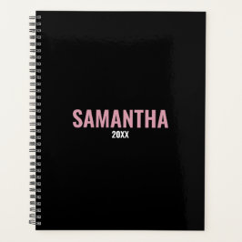 Agenda Livro de Compromissos Rosa e Preto Moderno
