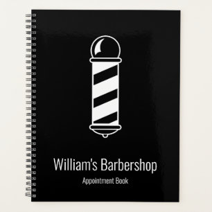 Agenda Livro de Compromissos Simples de Barbearia Preta e