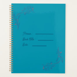 Agenda Livro de Contorno de Flor Capa Azul